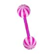 Stainless Steel with UV Purple Flexible Tefron Barbell - Striped Sold as a Pair