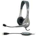 Cyber Acoustics AC-850 Silver USB Stereo Headset/Microphone with In-line Volume Control