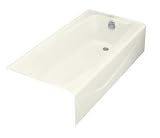 Kohler Villager 5 Foot Cast Iron Three Wall Alcove Soaking Tub with Right Hand Drain White - K-716-0