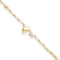 14k Dolphin Anklet - 9 Inch by JewelryWeb