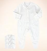 3 Pack - Pure Cotton Skinkind™ Plain Sleepsuits