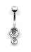 Double Jeweled Vertical Navel Bar in Crystal 14 gauge by 3/8
