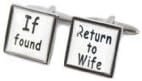 Harvey Makin Gents Rhodium Plated If Found - Return To Wife Cufflinks In Box