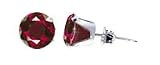 Sterling Silver 3 MM Round Garnet Cubic Zirconia Stud Post Friction Back Earrings