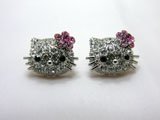 Hello Kitty Post Earrings with Classic Pink Bow and Crystals