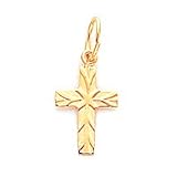 Sardelli - 14k Child's Patterned Cross Pendant with 13