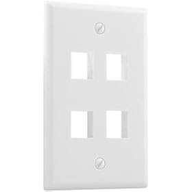 Petra 310-204Wh Keystone Wall Plates (4-Cavity, White)