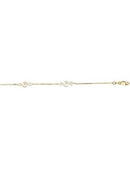 14K Yellow Gold 07.50 Inch 3.0-3.5 And 5.5-6.0 Triple White Gold Freshwater Pearl Bracelet