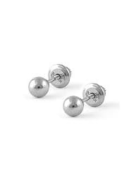 14K White Gold 4mm Ball Screw Back Childrens Earrings