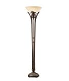 IMAGE OF Murray Feiss T1190EBY-RW Heath 1 Light Torchiere Lamp in Ebony - Rubbed Wood with Speckled Scavo  Glass glass