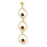 14k Garnet Triple Drop Circle Dangle Post Earrings