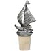 Pewter Sailboat Wine Bottle Stopper with Chain and Retaining Ring 20-372