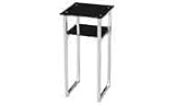 2 Tier Telephone Table Black Tempered Glass Wchrm Legs