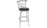 REVOLVING BAR STOOL BLACK PADDED SEAT CHROME FRAME
