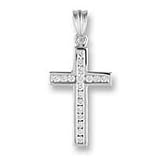 18 carat Solid White Gold channel set 18pts Fine Diamond Cross