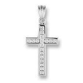 18 carat Solid White Gold channel set 18pts Fine Diamond Cross