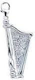 Harp, 14K Gold Diamond Charm