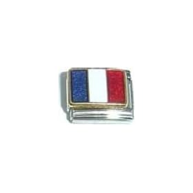 Clearly Charming France Flag Italian Charm Bracelet Link
