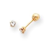 14k Polished Reversible CZ & 3mm Ball Earrings SE268