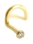 14 karat yellow gold nose ring with genuine 1.5mm Diamond