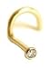 14 karat yellow gold nose ring with genuine Diamond