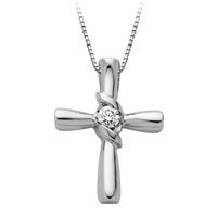 1 10 ct. Diamond Sirena Cross Pendant in 14kt. White Gold by Fred Meyer Jewelers