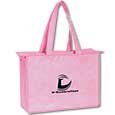 Min Qty 100 Pink Non-Woven Zippered Tote Bags, Breast Cancer Awareness, 15-3/4 x 12