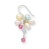 Sterling Silver Pink Crystal/Green/Yellow/White/Pink Freshwater Pearl