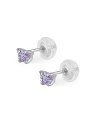 Baby 14K White Gold Alexandrate C.Z. Butterfly Stud Earrings