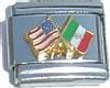 Clearly Charming United States & Mexico Flag Italian Charm Bracelet Link