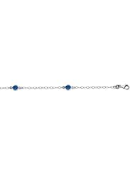 CleverEves Sterling Silver Fancy Blue Cubic Zirconia Station Rhodium Anklet