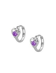 Baby 14K White Gold Heart June Birthstone Huggie Hoop Earrings