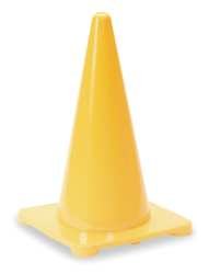 Industrial Grade 1YBW6 Safety Cone, Yellow, 18 In, Poly, 1.5 Lbs