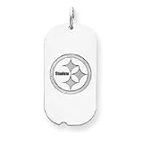 Sterling Silver Pittsburgh Steelers Large Dog Tag w/Logo Charm with 20 inch Sterling Silver Chain