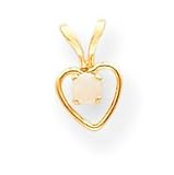 14k 3mm Opal Heart Pendant With Child Chain - 15 Inch