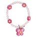 Pink Poppy Butterfly with Diamonte Beads Bracelet