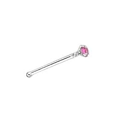 Sterling Silver Pink Stone Nose Stud - 1.5 mm End Ball - Sold as a Pair