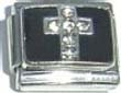  : Clearly Charming Stone Cross on Black Italian Charm Bracelet Link
