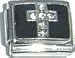 Clearly Charming Stone Cross on Black Italian Charm Bracelet Link