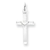 Jewelry : Sterling Silver Cross with Dove Charm Pendant w/18' Silver Box Chain Necklace
