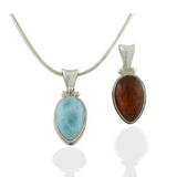 Reversible Amber Larimar Pendant