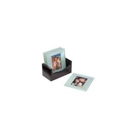 Cherished Accents Glass Photo Coasters, with Storage Rack