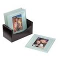 Cherished Accents Glass Photo Coasters, with Storage Rack