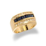 14K Gold Mens Sapphire and Diamond Ring Size 10