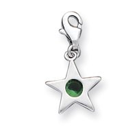 Sterling Silver May CZ Birthstone Star Charm by JewelryWeb