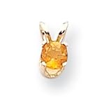 14k 4mm Round Citrine Birthstone Pendant XBE214