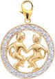Zodiac Gemini, 14K Gold Diamond Charm