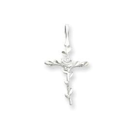 Sterling Silver Rose Cross Pendant
