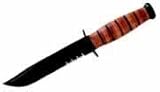 Kabar Fixed Knife With Partially Serrated Edge & Leather Sheath Md: 1252.