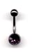 Titanium Black Jeweled Navel Bar with a Amethyst Swarovski stone 14 guage by 1/2